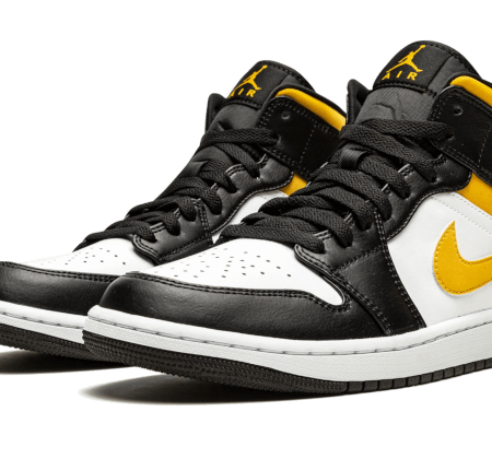 Nike Sko Air Jordan 1 Mid Hvid Pollen Sort